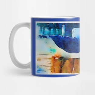 Cute seagull carving watercolor Mug